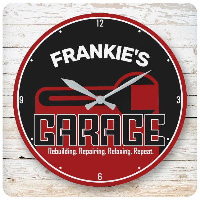 Grande Horloge Ronde Custom NAME Garage Tools Handyman Car Mechanic (Créateur téléchargé)
