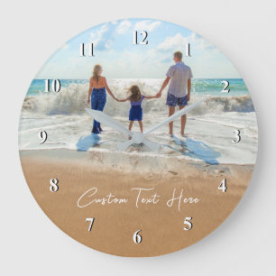 Grande Horloge Ronde Custom Photo et Text Clock - Your Own Design