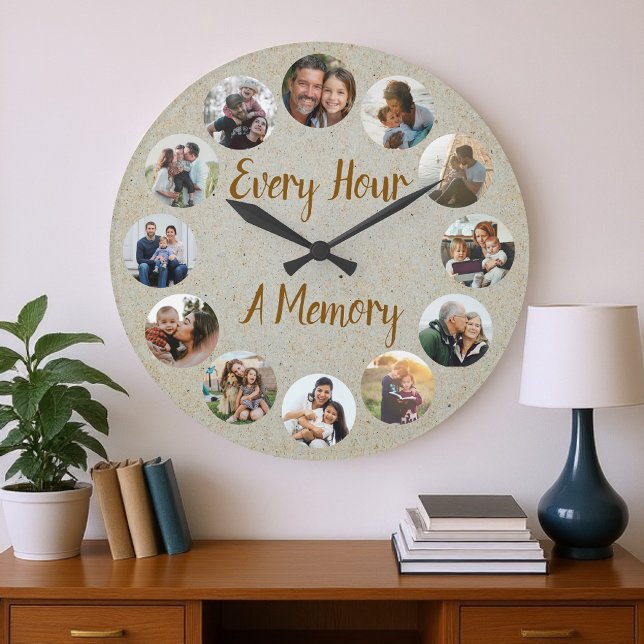 Grande Horloge Ronde Custom Photo Memory (Créateur téléchargé)