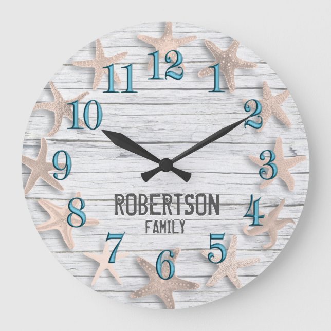 Grande Horloge Ronde Custom Starfish Faux Driftwood (Recto)