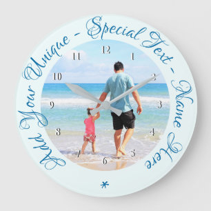 Grande Horloge Ronde Custom Text and Photo - Best DAD - Your Own Desing