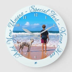 Grande Horloge Ronde Custom Text and Photo - My Best Pet - Your Desing