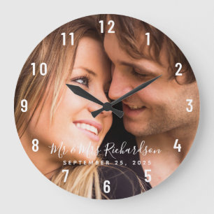 Grande Horloge Ronde Custom Wedding Photo Personalized Large Clock