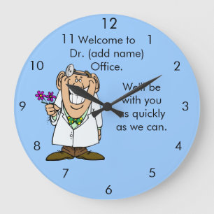 Grande Horloge Ronde Customize Texte Dr's Office Clock