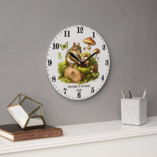 Grande Horloge Ronde Cute animaux de bois réserver ok lecture amoureux