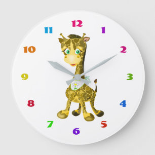 Grande Horloge Ronde Cute Baby Giraffe Clock