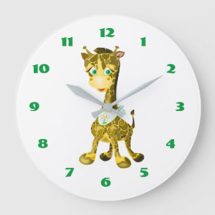 Grande Horloge Ronde Cute Baby Giraffe Clock