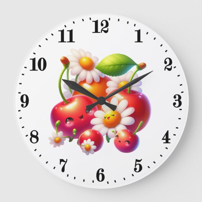 Grande Horloge Ronde Cute cherry amoureux cuisine (Recto)