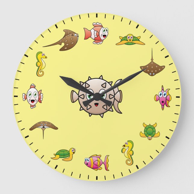 Grande Horloge Ronde Cute Creatures of the Deep Sea Themed (Recto)