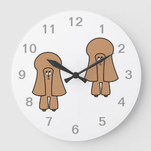 Grande Horloge Ronde Cute Dog. Chocolate Brown Miniature / Toy Poodle.