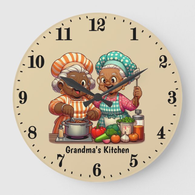 Grande Horloge Ronde Cute Grandma's kitchen customizable (Recto)