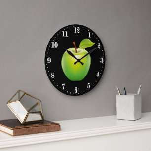 Grande Horloge Ronde Cute green apple lover kitchen decor