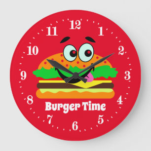 Grande Horloge Ronde cute hamburger lovers add text
