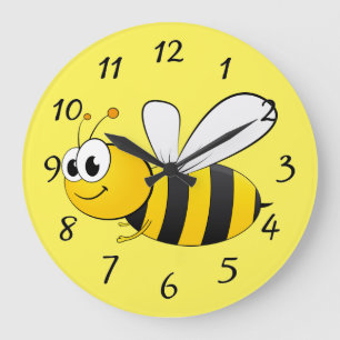 Grande Horloge Ronde cute happy cartoon bee