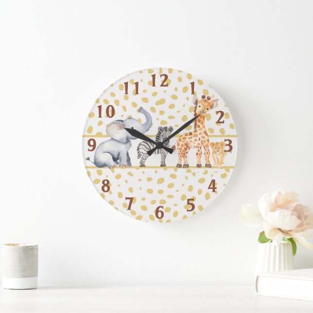 Grande Horloge Ronde Cute Jungle (Maison)