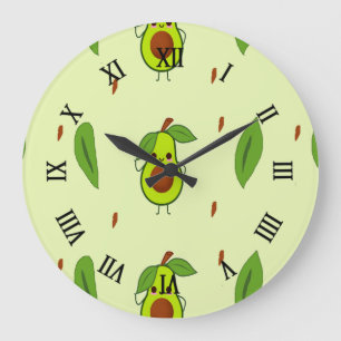 Grande Horloge Ronde Cute kawaii avocado