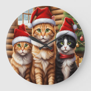 Grande Horloge Ronde Cute Kittens