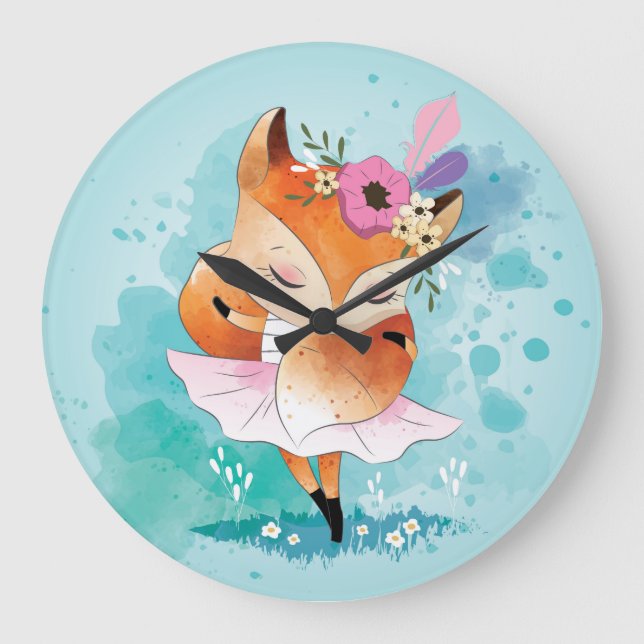 Grande Horloge Ronde Cute Little Fox (Recto)
