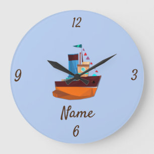 Grande Horloge Ronde Cute Minuscule remorqueur Thunder-Cove 