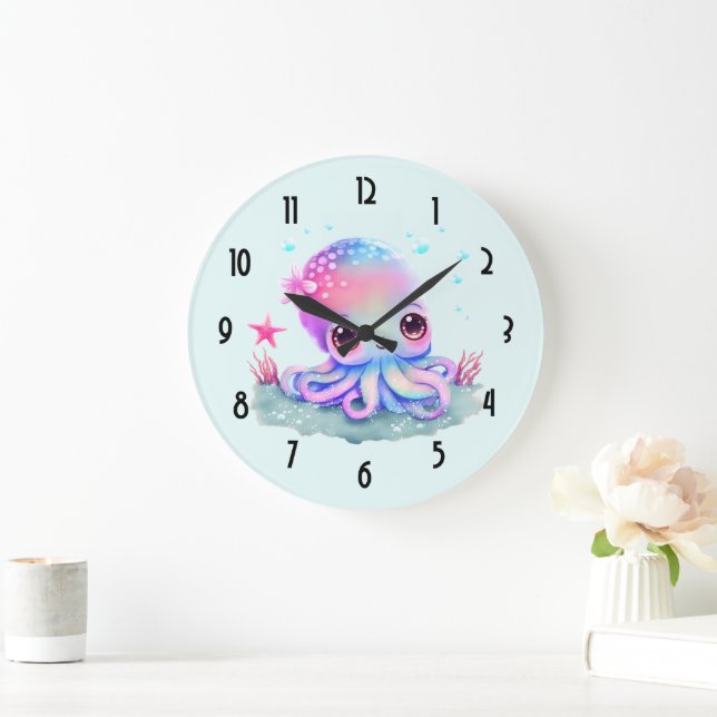 Grande Horloge Ronde Cute Octopus Sea Creator (Maison)