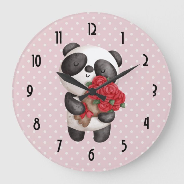 Grande Horloge Ronde Cute Panda (Recto)