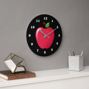 Grande Horloge Ronde Cute Red apple fruit home kitchen decor clock