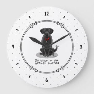 Grande Horloge Ronde Cute Spoten Rotten Black Labrador Retriever Chien