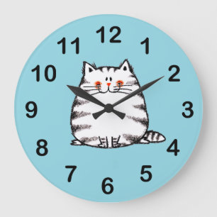 Grande Horloge Ronde Cute Tabby Cat - Kawaii kitty pour amoureux de les