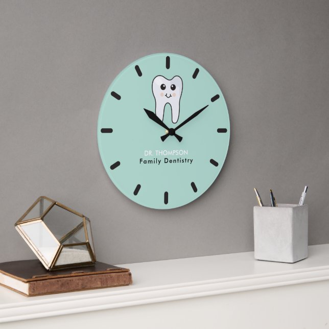 Grande Horloge Ronde Cute Tooth Famille Dentistère Business (Bureau)