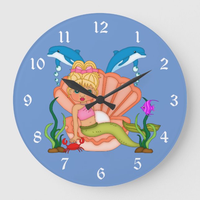 Grande Horloge Ronde Cute under the Sea Mermaid (Recto)