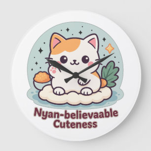 Grande Horloge Ronde Cutesse Nyan crédible - Cute Kawaii Cat