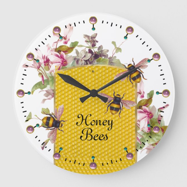 GRANDE HORLOGE RONDE CYCLAMENS HONEY BEE AND PINK, MAÎTRISE D'OEUVRE (Recto)