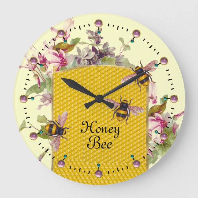 GRANDE HORLOGE RONDE CYCLAMENS ROSE ET ABEILLE MIEL, MAÎTRE D'OEUVRE (Recto)