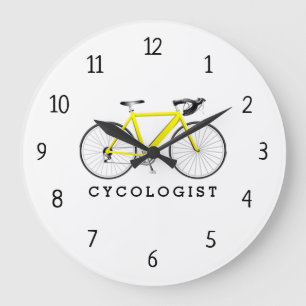 Grande Horloge Ronde Cycliste Yellow Bicycle Large Clock