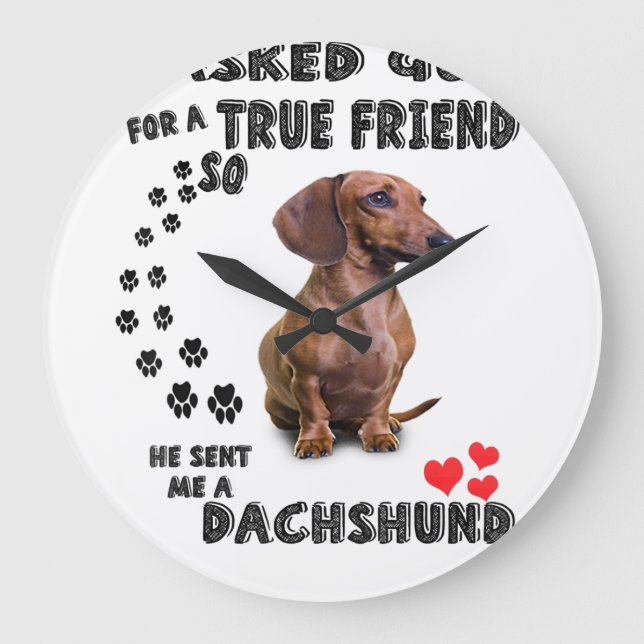 Grande Horloge Ronde Dachshund Cadeau Miniature, Chien De Saucisse, Wog (Recto)