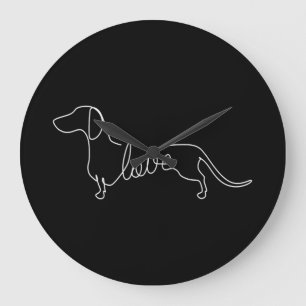 Grande Horloge Ronde Dachshund Chiweenie Wiener Chien Log Sketch