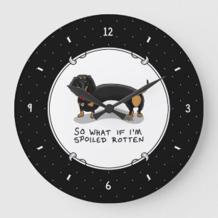 Grande Horloge Ronde Dachshund pourri (S noir & tan) mignon chien