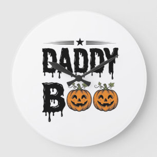 Grande Horloge Ronde Daddy Boo Vintage Halloween Pumpkin Shirt Design_1