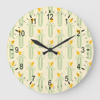 Grande Horloge Ronde Daffodils de Pretty Yellow