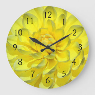 Grande Horloge Ronde Dahlia jaune