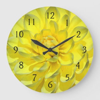 Grande Horloge Ronde Dahlia jaune