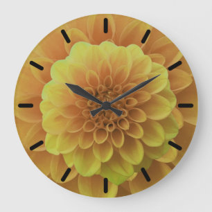 Grande Horloge Ronde Dahlia jaune