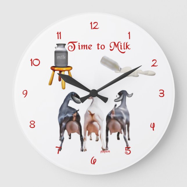 Grande Horloge Ronde Dairy Goats Milking Wall Clock (Recto)