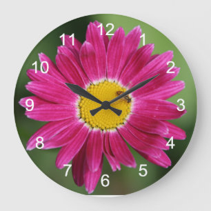 Grande Horloge Ronde Daisy et abeilles peintes