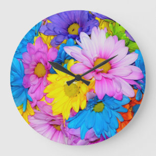 Grande Horloge Ronde Daisy Flower Mix