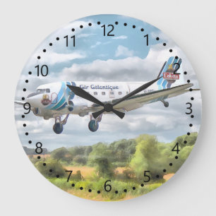 Grande Horloge Ronde Dakota "Autorisé à atterrir" Numéro/minute cadran