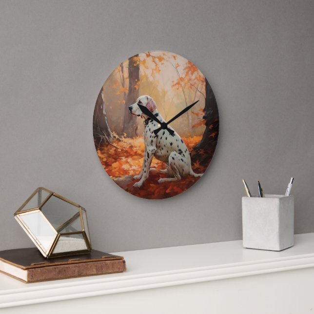 Grande Horloge Ronde Dalmatien en automne Feuilles automne Inspirer (Bureau)