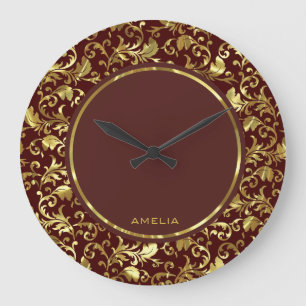 Grande Horloge Ronde Damas Brown Monogramme Et Vintage Or