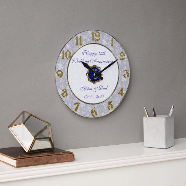 Grande Horloge Ronde Damask 45th Wedding Anniversary Clock (Bureau)