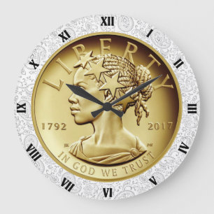 GRANDE HORLOGE RONDE DAME 2017 D'OR LIBERTY COIN